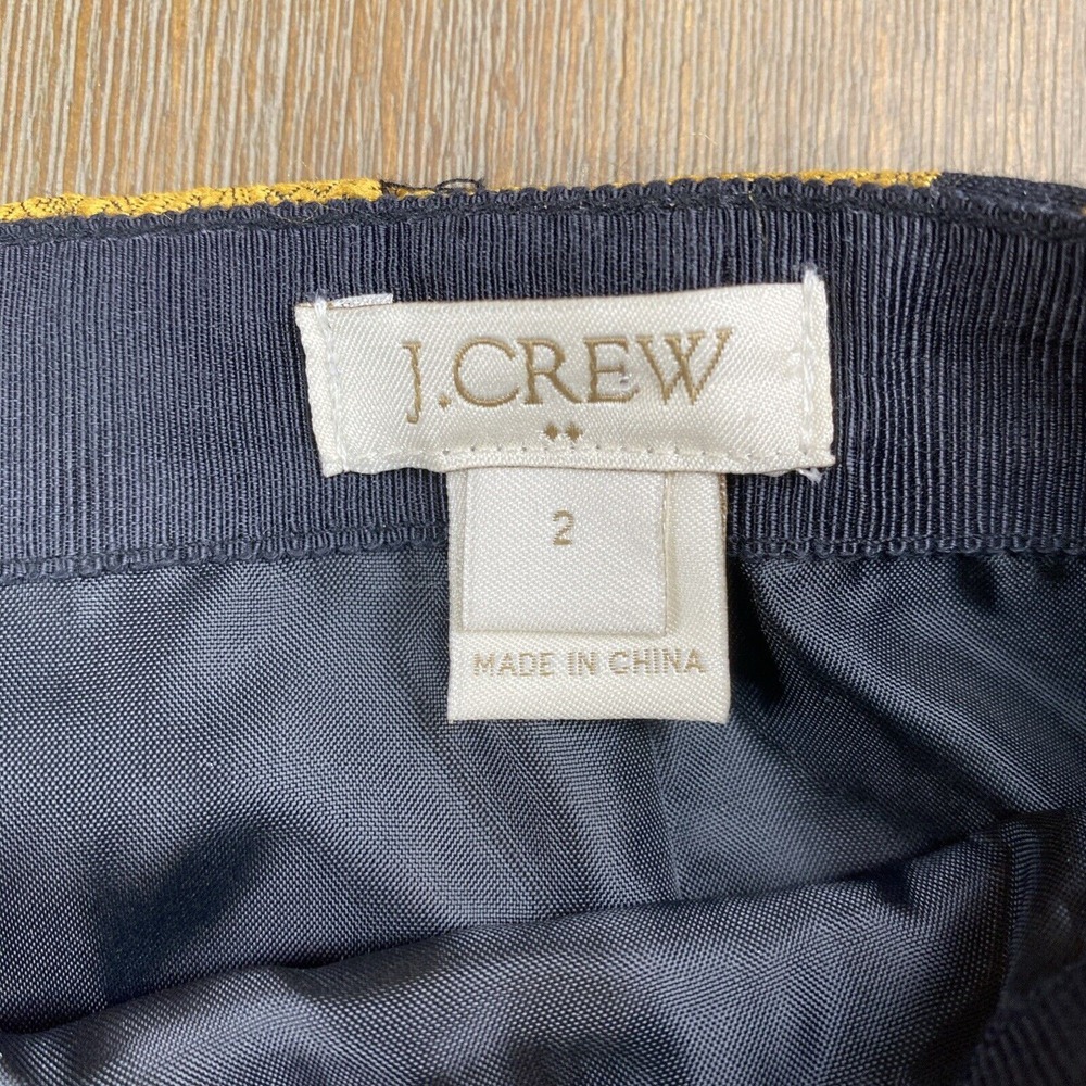 J. Crew Women's SZ 2 Mini Brocade Skirt Black‎ with Gold Elephants Jaquard Lined - Picture 3 of 9